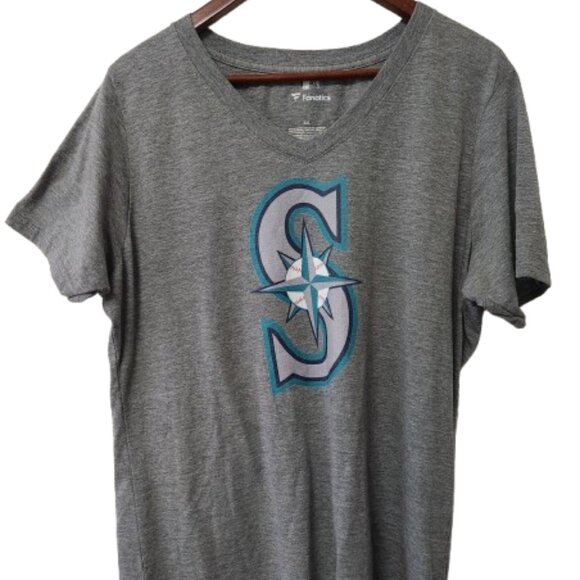 Seattle Mariners Grey V-Neck T-Shirt Men’s 3XL Fanatics MLB 2016 - Picture 1 of 3